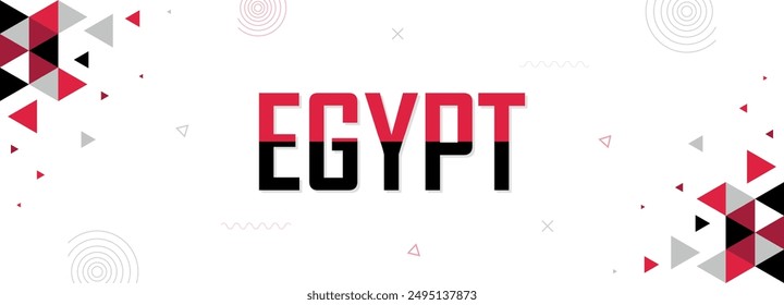 Egypt nation banner abstract background, flag color combination, suitable for national celebrations and festivals, black and red geometric pattern design with shapes