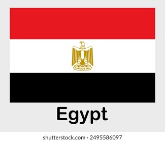 Egypt national flag. Banner, state symbol, flagpole.