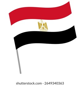 Bandeira nacional do Egito flutua com mastro