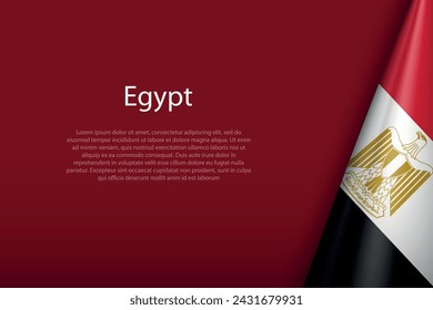 Egypt national flag isolated on dark background with copyspace