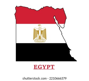 Egypt National Flag Map Design, Illustration Of Egypt Country Flag Inside The Map 