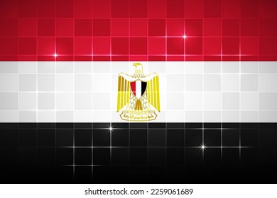 Egypt National Flag Rectangle 3:2 Official Ratio Chessboard Digital Neon Grid Square Brick Design Backdrop Background