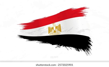 Egypt National Flag with Textured Brush Strokes. Artistic Brush Stroke Design.