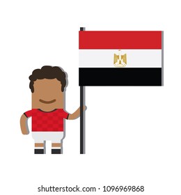 Egypt national football team holding the national flag icon, vector illustration design. Football world cup collection.