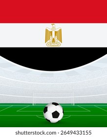 Egypt National Football Theme, Stadium and Soccer Ball. Soccer Match Concept in Egypt. Ideal for use in sports event promotions, football themed designs, and tournament advertisements.