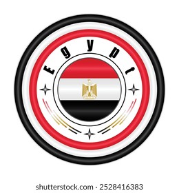 Arte vectorial de la insignia del orgullo nacional de Egipto. emblema circular con Colores de la bandera de Egipto rojo, blanco y negro. Simbolizando la identidad nacional egipcia. EPS de Vector editable disponible