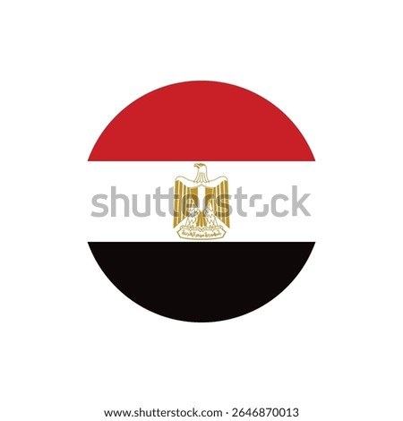 Egypt national round flag vector icon for independence day celebration with transparent background and modern flat style