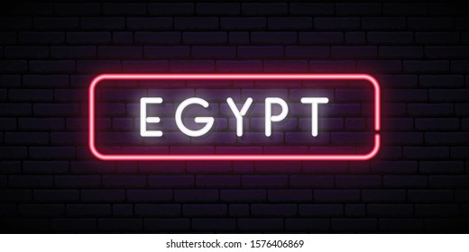 Egypt neon sign. Bright light signboard. Vector banner.