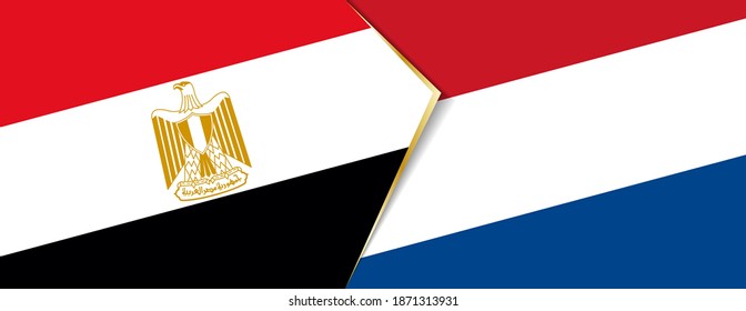 Banderas de Egipto y Holanda, dos banderas vectoriales símbolo de relación o enfrentamiento.