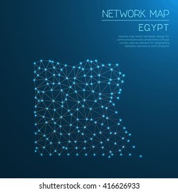 Egypt network map. Abstract polygonal map design. Internet connections vector illustration.