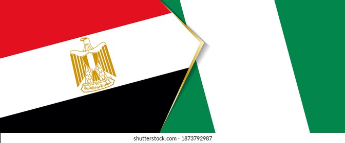Egypt and Nigeria flags, two vector flags symbol of relationship or confrontation.