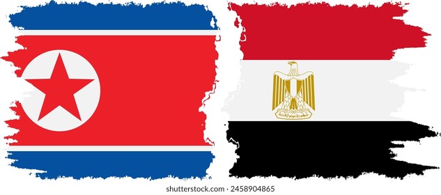 Egypt and North Korea grunge flags connection, vector
