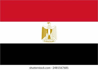 Egypt official flag vector with standard size and proportion. National flag emblem with accurate size and colors.