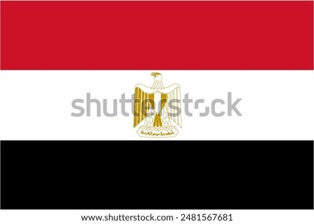 Egypt official flag vector with standard size and proportion. National flag emblem with accurate size and colors.