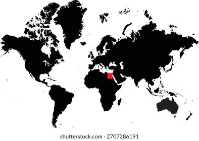 Egipto en el mapa mundial Silueta de Vector editable