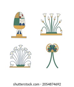 Egypt ornamental elements set. Ornamental elements of Ancient Egypt. Color linear cane elements