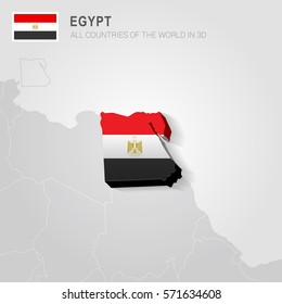 Egypt painted with flag drawn on a gray map.