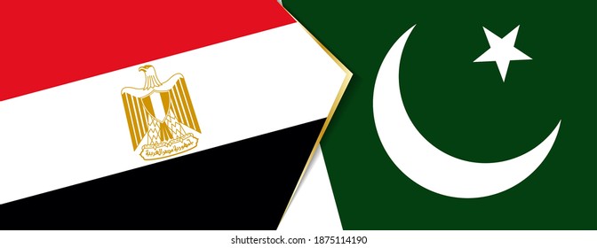 Egypt and Pakistan flags, two vector flags symbol of relationship or confrontation.