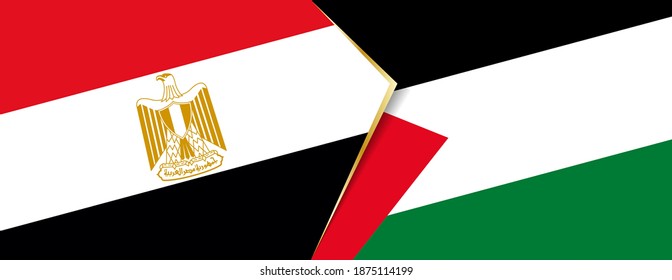 Banderas de Egipto y Palestina, dos banderas vectoriales símbolo de relación o confrontación.