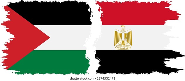 Egypt and Palestine grunge flags connection, vector svg