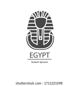 Egypt Pharaoh silhouette icon on isolated white background. For a label, business cards, travel sites, instagram for a story icon.