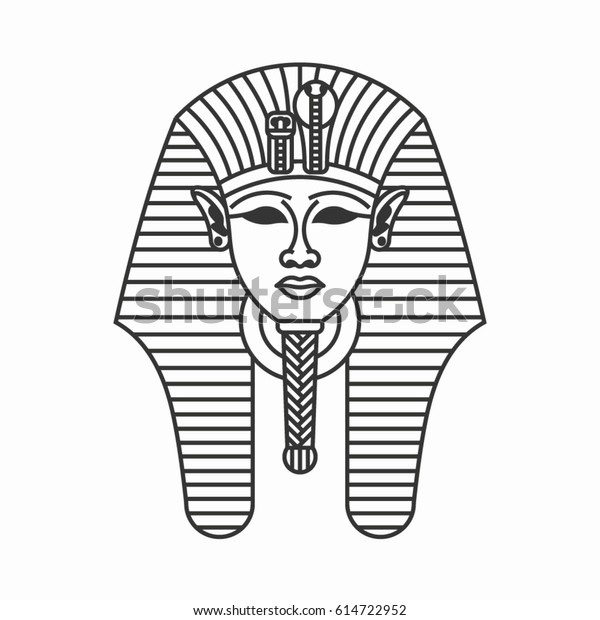 エジプト ファラオ トゥタンカームン ベクター画像アウトラインイラスト 平らなアイコン のベクター画像素材 ロイヤリティフリー