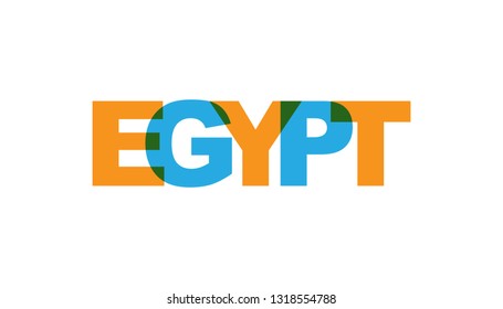 Egypt, phrase overlap color. Concept of simple text for typography poster, sticker design, apparel print, greeting card or postcard. Graphic slogan isolated on white background. Vector illustration.