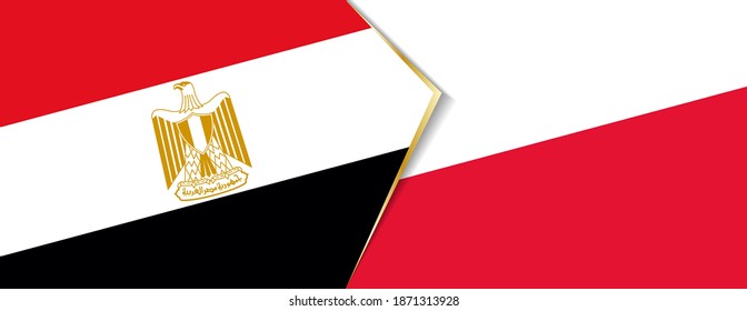 Banderas de Egipto y Polonia, dos banderas vectoriales símbolo de relación o confrontación.