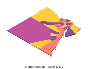 Egypt political map of administrative divisions - governorates. Isometric 3D blank vector map in four colors scheme.
