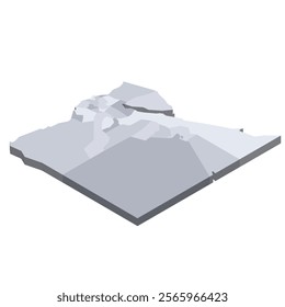 Egypt political map of administrative divisions - governorates. 3D isometric blank vector map in shades of grey.