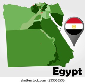 Egypt political map with green shades and map pointer.