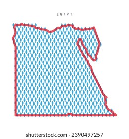 Egypt population map. Stick figures Egyptian people map with bold red translucent country border. Pattern of men and women icons. Isolated vector illustration. Editable stroke.