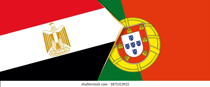 Egypt and Portugal flags, two vector flags symbol of relationship or confrontation.