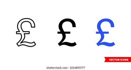 Egypt pound icon of 3 types: color, black and white, outline. Isolated vector sign symbol.