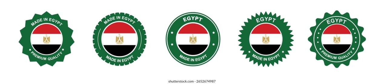 egypt product label set. egypt flag, premium made in egypt . Labels, seals, stamps, flags, icons

