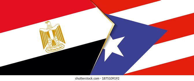 Egypt and Puerto Rico flags, two vector flags symbol of relationship or confrontation.