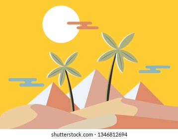 egypt pyramid sun set beautiful vector illustration