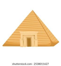 Egypt pyramid, symbol of ancient Egypt. Abstract hand drawn vector art. Ancient architecture in sand dunes isolated on white background