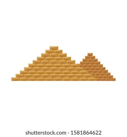 Egypt pyramids the famous tourists historical landmark flat vector illustration isolated on white background. Egyptian pharaoh tombs ancient architecture symbol or icon.