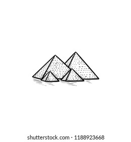 Egypt pyramids hand drawn outline doodle icon. Antient monument and tourism, history landmark concept. Vector sketch illustration for print, web, mobile and infographics on white background.