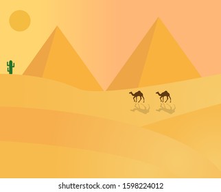 Egypt Pyramids Illustration Vector Design.