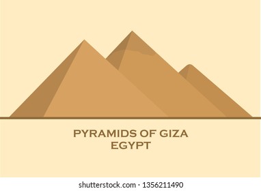 Egypt pyramids landscape. Egyptian great pyramids in the desert on a background. Dry desert under sun, endless sand desert. Pyramids in the desert.