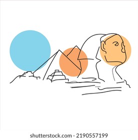 Egypt Pyramids Minimal hand drawing vector with geometric shapes and stripes. Egypt ancient pyramids
