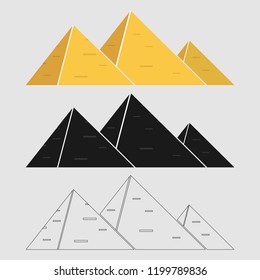 Egypt Pyramids set icon. Egyptian Landscape. Giza. Vector.