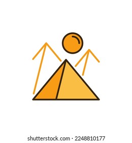 Ägyptische Pyramiden und Sun Vektor Ägyptische Landschaftskonzept gefärbt Symbol oder Zeichen