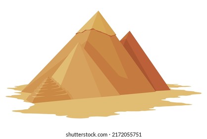 Egypt pyramids symbol of ancient Egypt. Historic sight showplace attraction. Famous historical landmark place in Giza. Ancien architecture in sand dunes