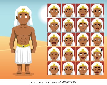 Egypt Ramses Cartoon Emotion faces Vector Illustration