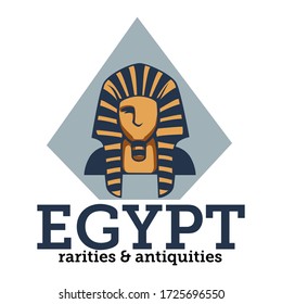 Egypt rarities and antiquities, travel destination to African country with history of old civilizations. Tomb of Tutankhamon, bust of famous Pharoah. Sculpture heritage of antique architecture