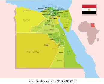 Egypt regions map. Vector illustration