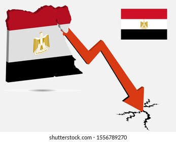 Egypt republic economic crisis concept Vector illustration